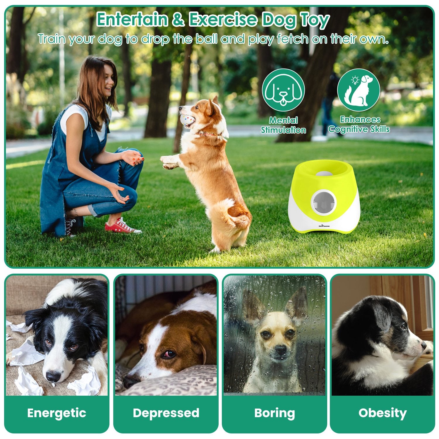 Automatic Dog Ball Launcher Rechargeable Interactive Pet Ball Thrower for Small Medium Dogs Interactive Dog Fetch Toy with 3 Adjustable Distance Settings 6Pcs 2.3In Balls
