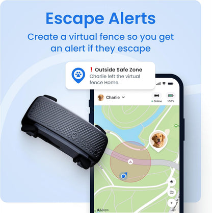 Smart Dog GPS Tracker | Live Pet Tracker with Virtual Fence | Vital Signs Monitoring of Heart & Respiratory Rate | Bark Monitoring | Dog Collar Attachment (Black)