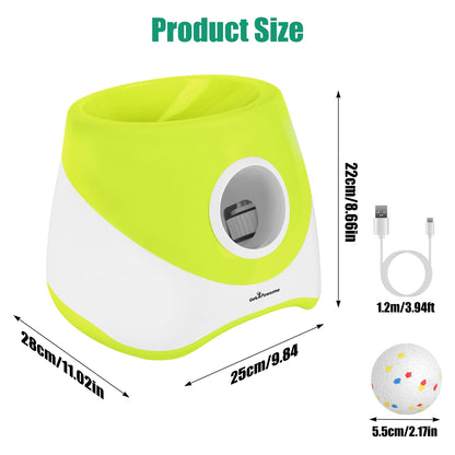 Automatic Dog Ball Launcher Rechargeable Interactive Pet Ball Thrower for Small Medium Dogs Interactive Dog Fetch Toy with 3 Adjustable Distance Settings 6Pcs 2.3In Balls